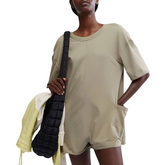 FP Movement by Free People Pants - FP Movement‎ Free People Hot Shot Tee Romper Sage Stone Olive Green Large NWT
